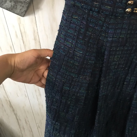 Kay Unger New York Cap Sleeve Blue Tweed Dress 4 - Picture 6 of 9